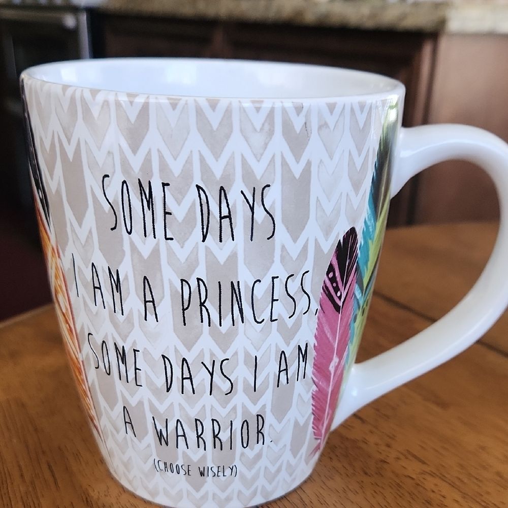 Boston Warehouse White and Pink Geometric Mug